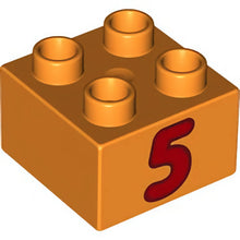 Part 3437pb067 - Duplo, Brick 2 x 2 with Number 5 Red Pattern