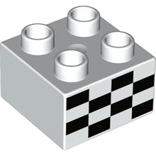 Part 3437pb071 - Duplo, Brick 2 x 2 with Checkered Flag Pattern