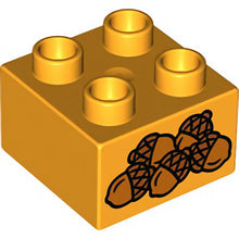Part 3437pb073 - Duplo, Brick 2 x 2 with 5 Acorns Pattern