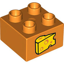 Part 3437pb088 - Duplo, Brick 2 x 2 with Wedge of Cheese Pattern