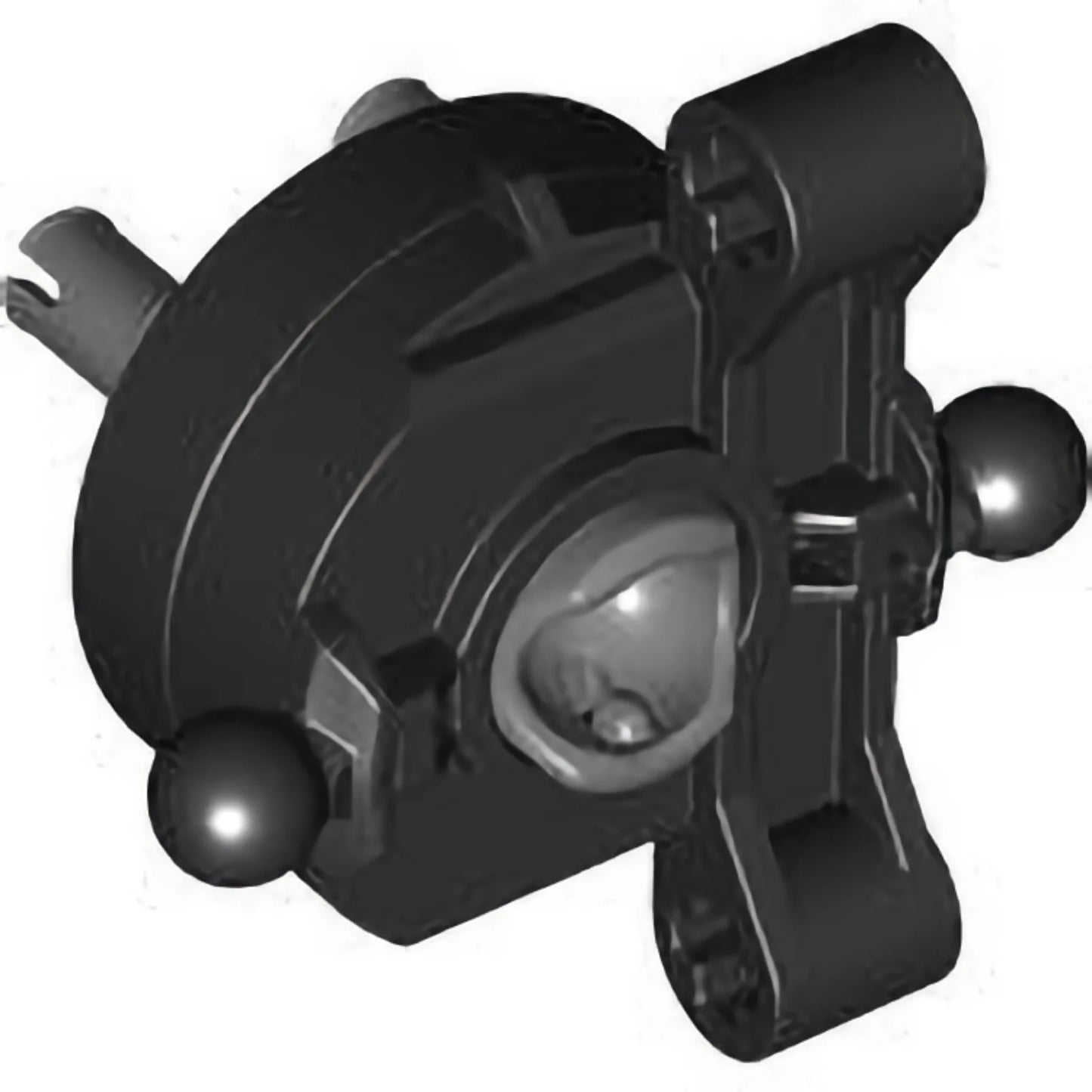 Part 3468c01 - Technic, Steering Axle with 2 Axle Holes and 2 Tow Ball Arms with Dark Bluish Gray Wheel Hub
