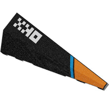 Part 3505pb01 - Wedge 5 x 2 Right with Orange and Dark Azure Stripes and White 'OKX' Logo Pattern