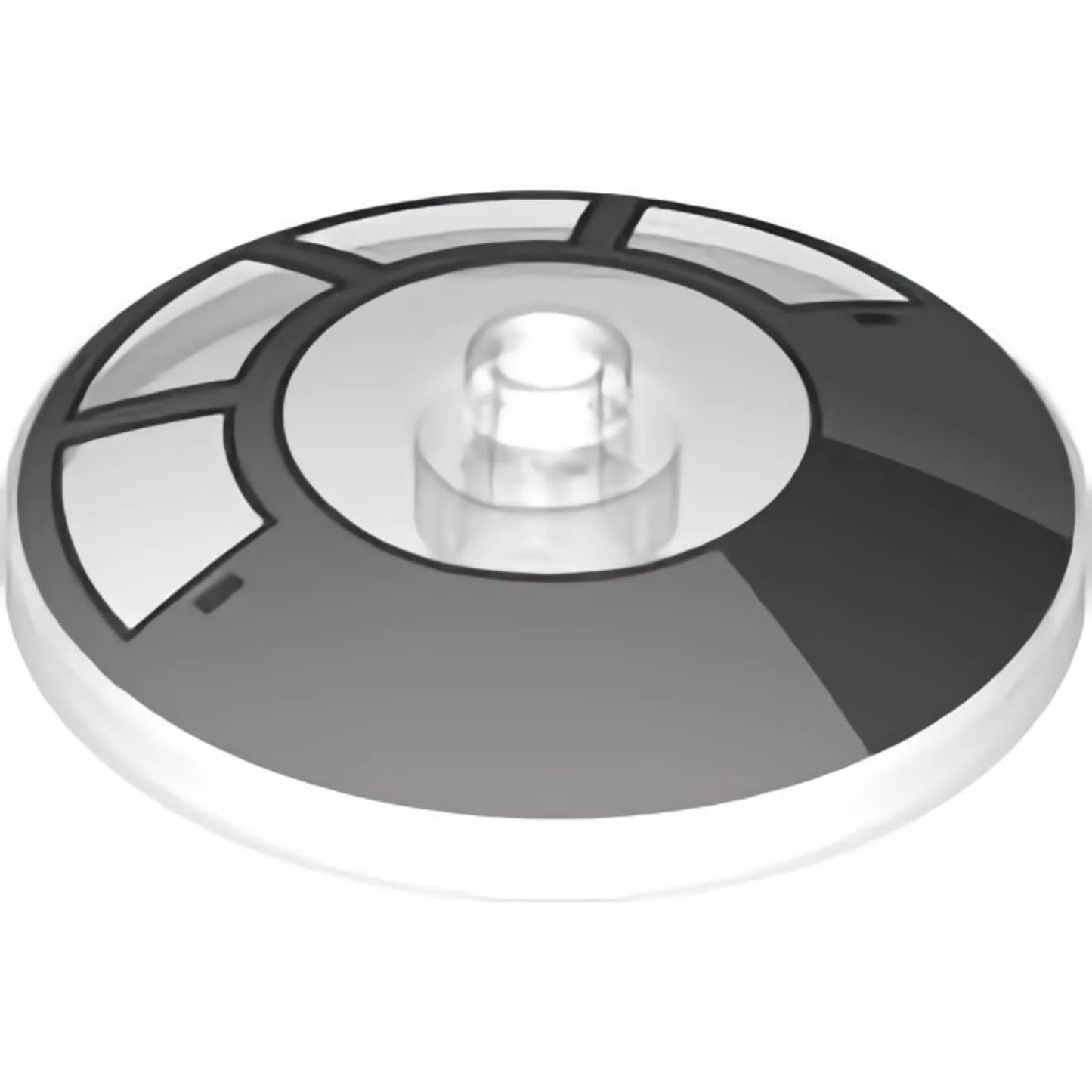 Part 35394pb002 - Dish 4 x 4 Inverted (Radar) with Open Stud with Light Bluish Gray and Dark Bluish Gray Radial Millennium Falcon Cockpit Pattern