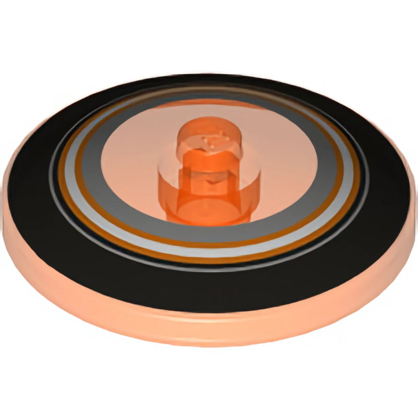 Part 35394pb004 - Dish 4 x 4 Inverted (Radar) with Open Stud with Black, Orange, Silver, and White Concentric Circles Pattern