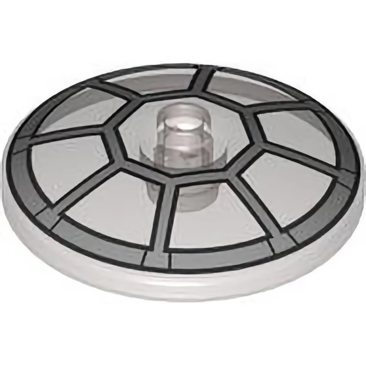 Part 35394pb008 - Dish 4 x 4 Inverted (Radar) with Open Stud with Silver Radial TIE Bomber Cockpit Pattern