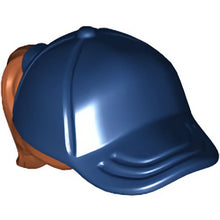 Part 35660pb02 - Minifigure, Hair Combo, Hair with Hat, Ponytail with Molded Dark Blue Ball Cap Pattern
