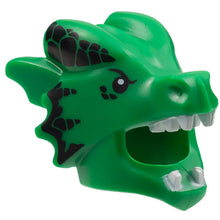 Part 35694pb01 - Minifigure, Headgear Head Cover, Costume Dragon with Black Eyes and Scales, White Teeth Pattern