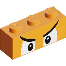 Part 3622pb131 - Brick 1 x 3 with Black and White Eyes, Angry Eyebrows Pattern (Super Mario Boom Boom Upper Face)