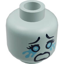 Part 3626cpb1405 - Minifigure, Head Female with Dark Bluish Gray Eyebrows, Eyes and Open Mouth, Crying Tears Pattern - Hollow Stud