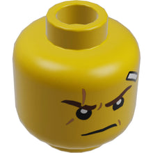 Part 3626cpb1889 - Minifigure, Head Dual Sided Reddish Brown Eyebrows, Medium Nougat Scar, Bandage, Lopsided Grin with Teeth / Determined Pattern (Kai) - Hollow Stud