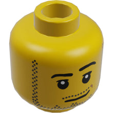 Part 3626cpb1966 - Minifigure, Head Male Smirk, Peach Dimple, Pupils, Stubble Beard, Moustache, and Sideburns Pattern - Hollow Stud