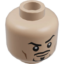 Part 3626cpb2060 - Minifigure, Head Dual Sided Black Eyebrows and Goatee, Raised Eyebrow / Bright Light Blue and Dark Azure Head-Up Display Pattern - Hollow Stud