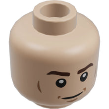 Part 3626cpb2108 - Minifigure, Head Dual Sided Reddish Brown Eyebrows, Medium Nougat Cheek Lines and Chin Dimple, Smile / Angry with Bared Teeth Pattern - Hollow Stud