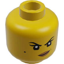 Part 3626cpb2249 - Minifigure, Head Dual Sided Female Black Eyebrows, Single Eyelashes, and Beauty Mark, Nougat Lips, Smirk with Dimple / Open Mouth Smile with Top Teeth Pattern - Hollow Stud