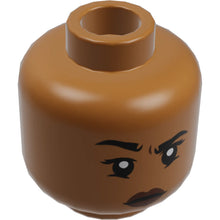 Part 3626cpb2362 - Minifigure, Head Dual Sided Female, Black Eyebrows, Reddish Brown Lips, Lopsided Grin / Right Eyebrow Raised Pattern - Hollow Stud