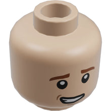 Part 3626cpb2412 - Minifigure, Head Dual Sided Dark Orange Eyebrows, Medium Nougat Chin Dimple, Lopsided Open Mouth Smile with Teeth / Angry with Frown Pattern - Hollow Stud