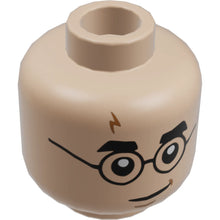 Part 3626cpb2413 - Minifigure, Head Dual Sided Medium Nougat Lightning Scar, Black Eyebrows and Glasses, Smile / Angry Pattern - Hollow Stud