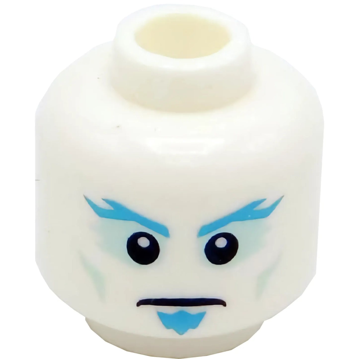 Part 3626cpb2562 - Minifigure, Head Blue Eyebrows and Goatee Pattern - Hollow Stud (BAM)