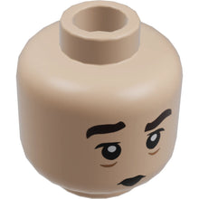 Part 3626cpb2653 - Minifigure, Head Dual Sided Dark Brown Eyebrows, Smile with Tooth Gap / Pucker Pattern - Hollow Stud