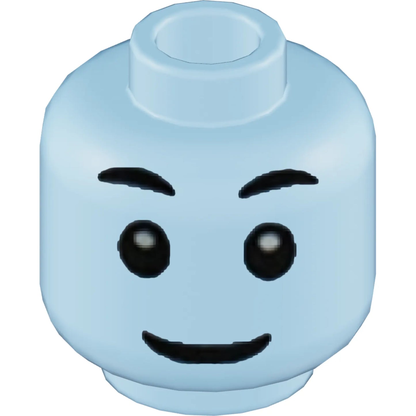 Part 3626cpb2786 - Minifigure, Head Dual Sided Black Eyebrows, Grin / Queasy with Dark Bluish Gray Cheek Lines Pattern - Hollow Stud (BAM)