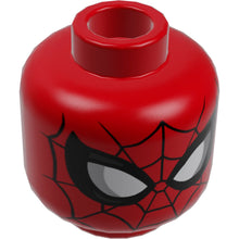 Part 3626cpb2870 - Minifigure, Head Alien with Spider-Man Black Webbing, Large White Eyes with Silver Edges and Black and Dark Silver Borders Pattern - Hollow Stud