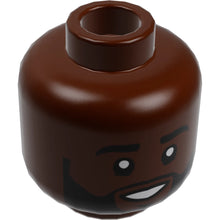 Part 3626cpb2907 - Minifigure, Head Black Eyebrows and Beard, Open Mouth Smile Pattern - Hollow Stud