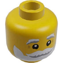 Part 3626cpb2914 - Minifigure, Head White and Light Bluish Gray Bushy Eyebrows, Beard, and Moustache, Laugh Lines Pattern - Hollow Stud
