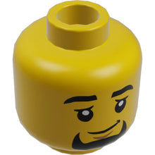 Part 3626cpb3205 - Minifigure, Head Black Eyebrows and Goatee, Chin Dimple, Lopsided Grin Pattern - Hollow Stud