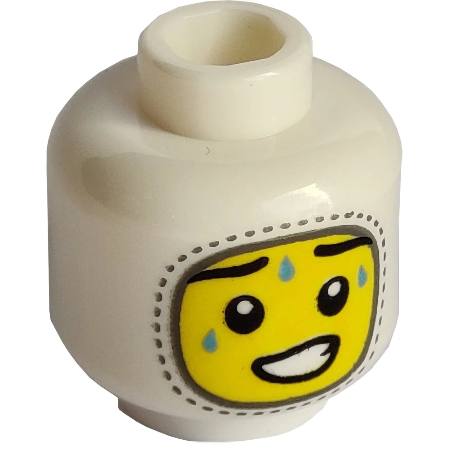 Part 3626pb3093 - Minifigure, Head Balaclava, Yellow Face, Sweat Drops Pattern - Hollow Stud