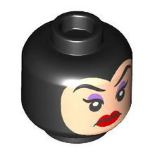 Part 3626pb3293 - Minifigure, Head Female Light Nougat Face with Eyebrows, Medium Lavender Eye Shadow, Red Lips, Frown Pattern - Hollow Stud