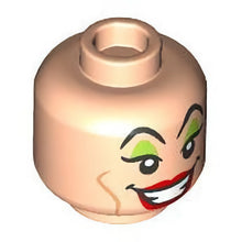 Part 3626pb3294 - Minifigure, Head Dual Sided Female Black Eyebrows, Lime Eye Shadow, Medium Nougat Cheek Lines, Red Lips, Open Mouth Smile / Frown Pattern - Hollow Stud