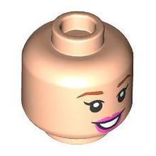 Part 3626pb3295 - Minifigure, Head Dual Sided Female Dark Orange Eyebrows, Dark Pink Lips, Open Mouth Smile / Sleeping with Smirk Pattern - Hollow Stud