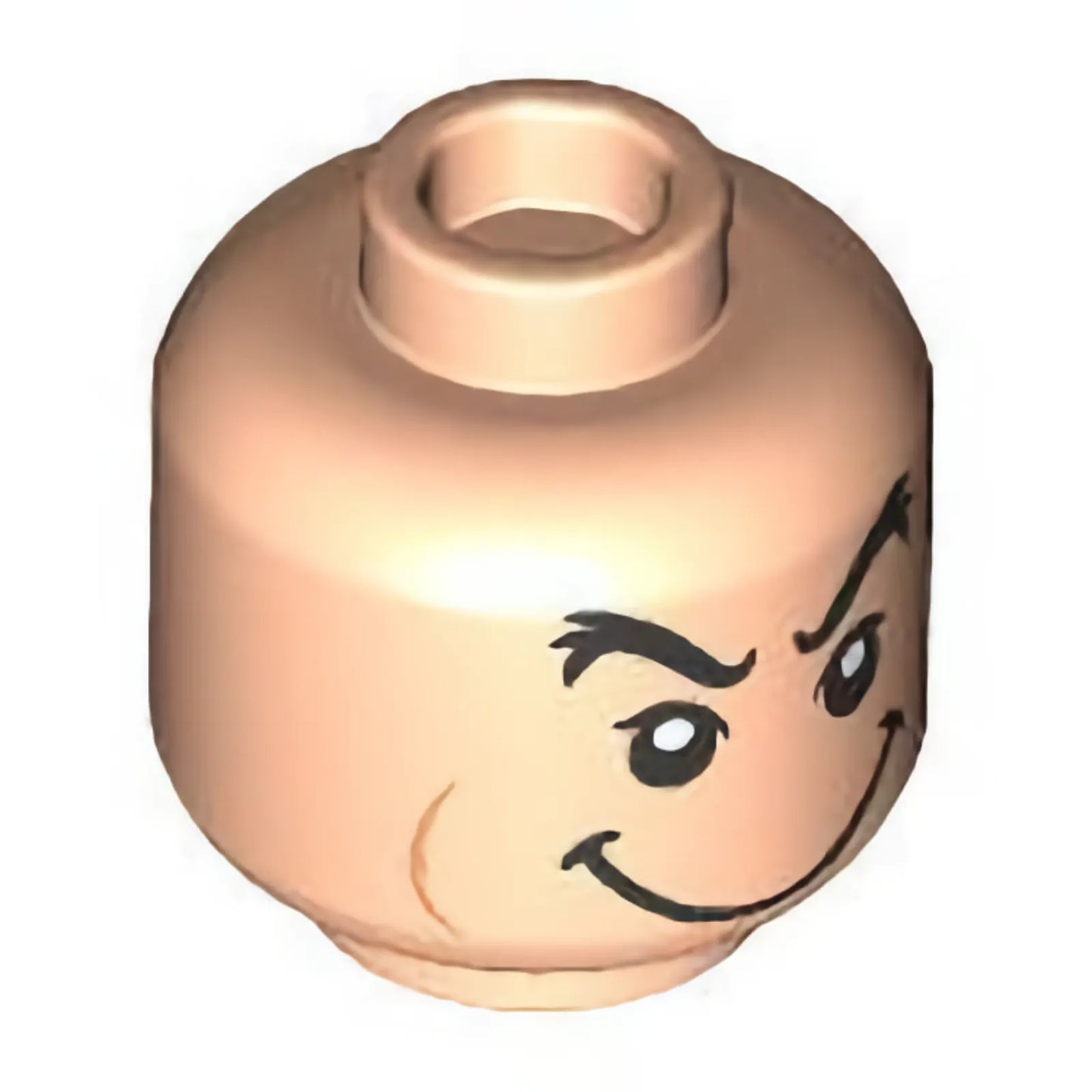Part 3626pb3296 - Minifigure, Head Dual Sided Black Bushy Eyebrows, Medium Nougat Cheek Lines, Large Smile / Angry with Open Mouth and Red Tongue Pattern - Hollow Stud