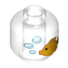 Part 28621pb0017 - Minifigure, Head without Face with Yellow Fish and White Bubbles Pattern - Vented Stud