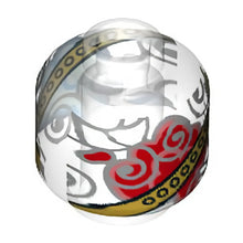 Part 28621pb0031 - Minifigure, Head without Face with Gold Bands, Silver Swirls, Red and White Smoke on Opposite Sides Pattern (HP Remembrall) - Vented Stud