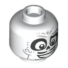 Part 3626pb3363 - Minifigure, Head Dual Sided Alien Mask Silver Eyebrows, Dots and Lines, Black Nose and Moustache, Open Mouth Smile / Large Smile and Eyes Pattern - Vented Stud