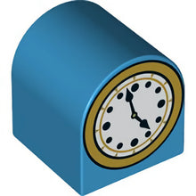 Part 3664pb32 - Duplo, Brick 2 x 2 x 2 Slope Curved Double with Clock Hands 4:57 Pattern