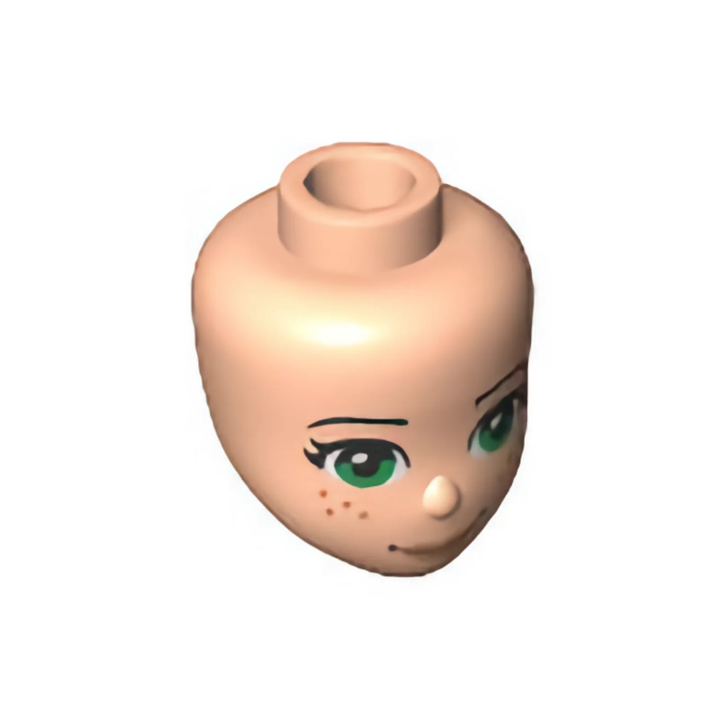 Part 37292 - Mini Doll, Head Friends with Thin Black Eyebrows, Green Eyes, Nougat Lips and 8 Freckles, and Lopsided Closed Mouth Smile Pattern