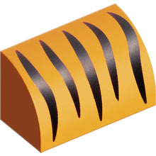 Part 37352pb012 - Slope, Curved 1 x 2 with Black Tiger Stripes Pattern