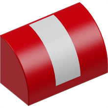 Part 37352pb020 - Slope, Curved 1 x 2 with Wide Vertical White Stripe Pattern (Super Mario Boomerang Bro / Fire Bro / Hammer Bro / Ice Bro Hat Back)