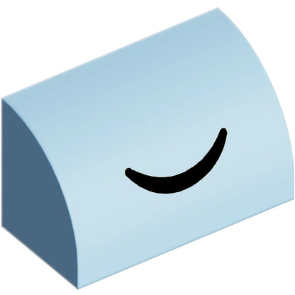 Part 37352pb032 - Slope, Curved 1 x 2 with Black Closed Eye Curved Line Pattern
