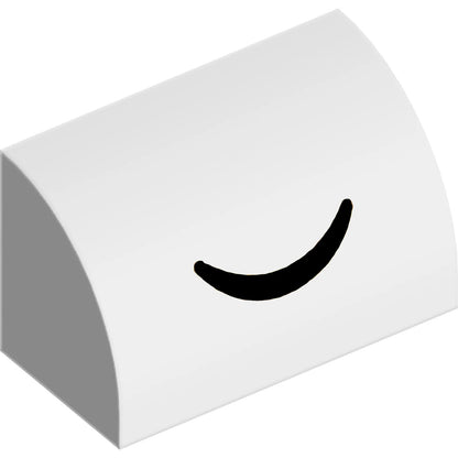 Part 37352pb032 - Slope, Curved 1 x 2 with Black Closed Eye Curved Line Pattern