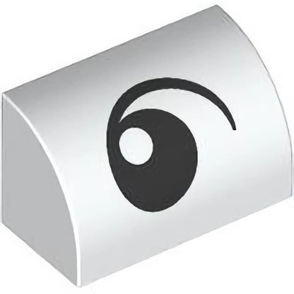 Part 37352pb034 - Slope, Curved 1 x 2 with Black and White Eye Looking Left Pattern