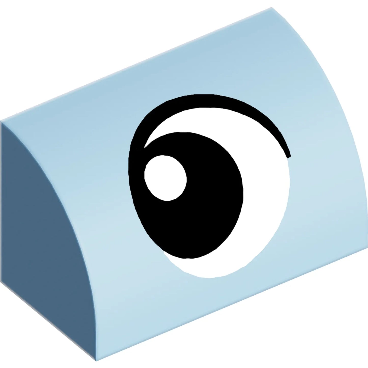 Part 37352pb034 - Slope, Curved 1 x 2 with Black and White Eye Looking Left Pattern