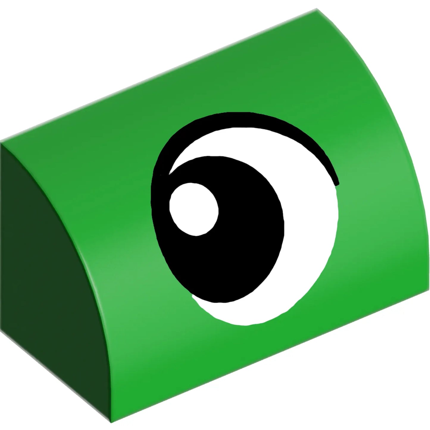 Part 37352pb034 - Slope, Curved 1 x 2 with Black and White Eye Looking Left Pattern