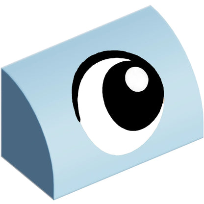 Part 37352pb035 - Slope, Curved 1 x 2 with Black and White Eye Looking Right Pattern