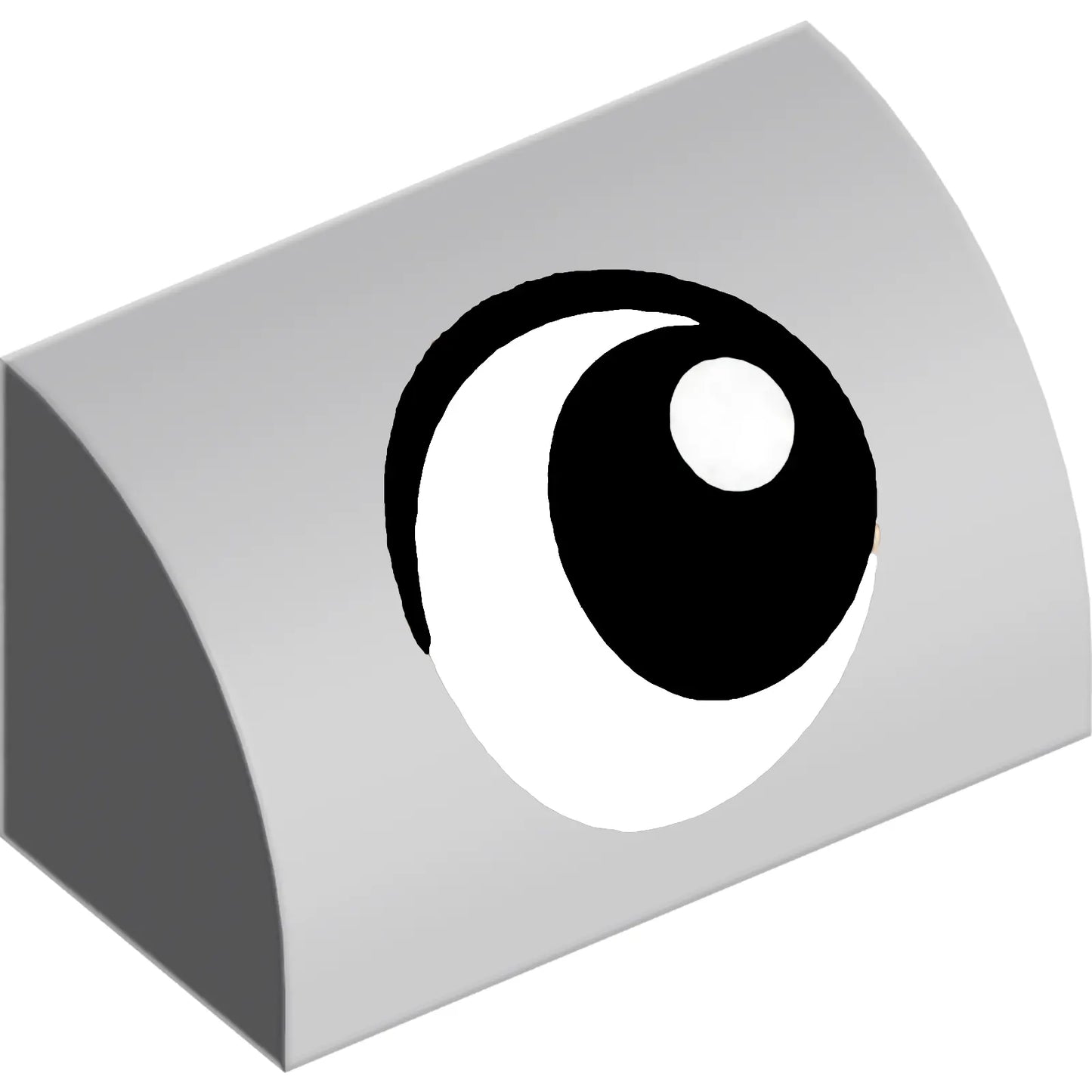 Part 37352pb035 - Slope, Curved 1 x 2 with Black and White Eye Looking Right Pattern