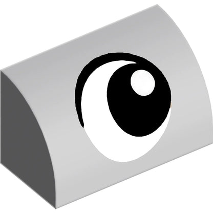 Part 37352pb035 - Slope, Curved 1 x 2 with Black and White Eye Looking Right Pattern