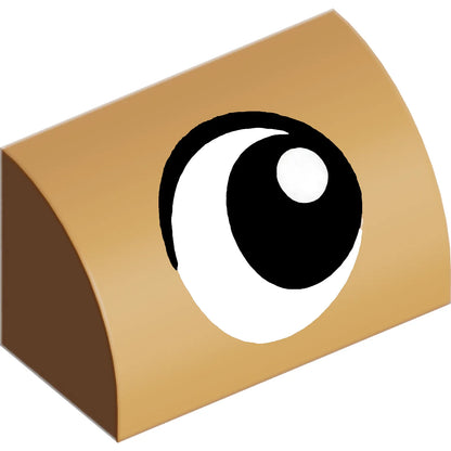 Part 37352pb035 - Slope, Curved 1 x 2 with Black and White Eye Looking Right Pattern