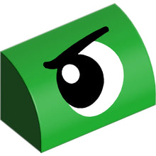 Part 37352pb043 - Slope, Curved 1 x 2 with Black and White Eye Looking Right with Eyebrow Pattern
